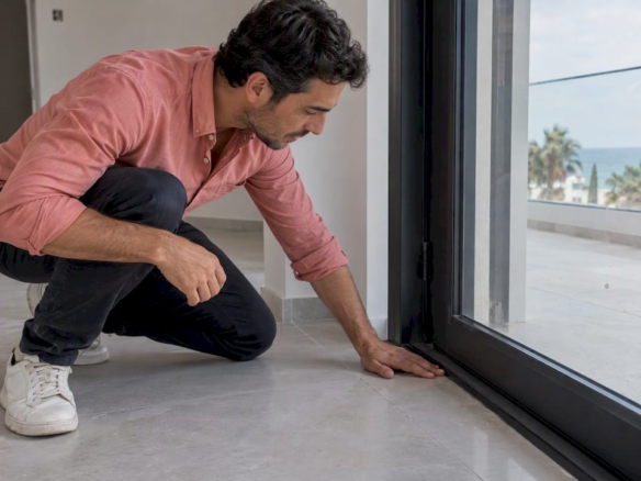 Comprador inspecciona los acabados de una casa nueva